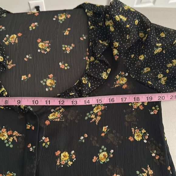 Zara Women’s Sheer Floral V-neck Ballon Sleeve Blouse Cottagecore Size M - Picture 9 of 10